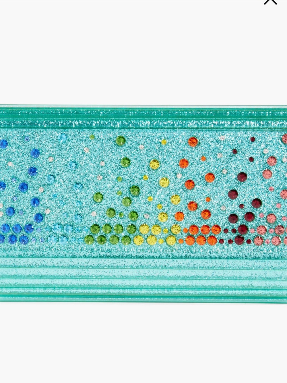 Kurt Geiger Teal Glitter Crossbody Bag with Multicolor Crystal Accents